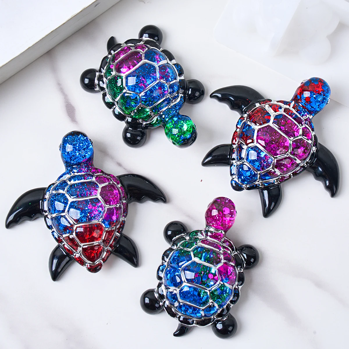 Cute Little Sea Turtle Silicone Mold DIY 3D Tortoise Starfish Seahorse Shell Jewelry Crystal UV Epoxy Resin Mould Plaster Craft