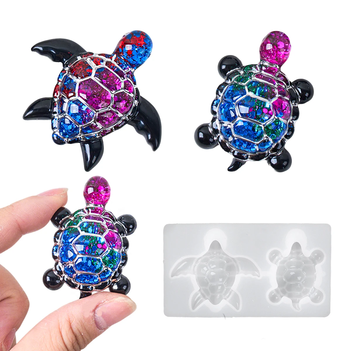 Cute Little Sea Turtle Silicone Mold DIY 3D Tortoise Starfish Seahorse Shell Jewelry Crystal UV Epoxy Resin Mould Plaster Craft