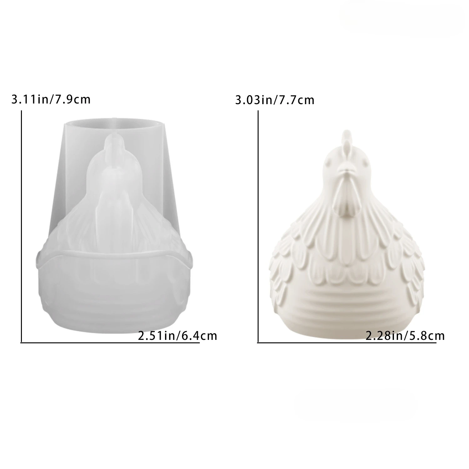 DIY 3D Little Chicken Candle Holder Epoxy Resin Mold, Plaster Hen Decoration, Candle Holder Silicone Mold, Desktop Storage