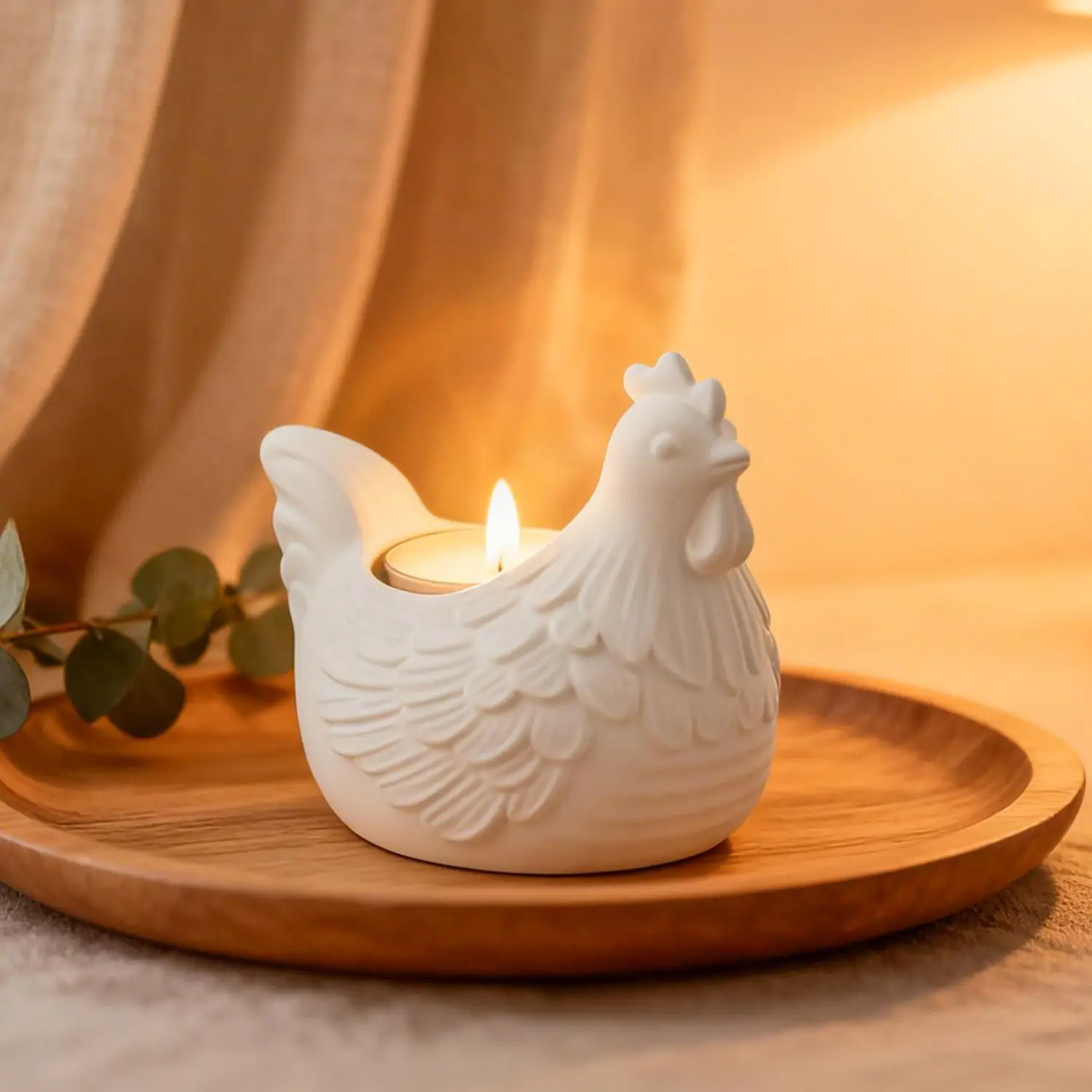 DIY 3D Little Chicken Candle Holder Epoxy Resin Mold, Plaster Hen Decoration, Candle Holder Silicone Mold, Desktop Storage