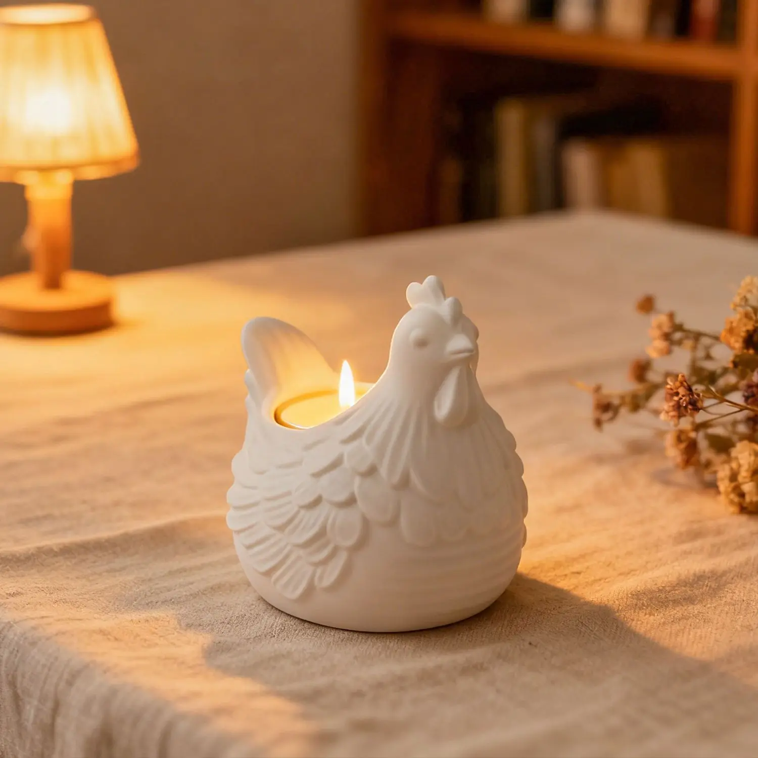 DIY 3D Little Chicken Candle Holder Epoxy Resin Mold, Plaster Hen Decoration, Candle Holder Silicone Mold, Desktop Storage