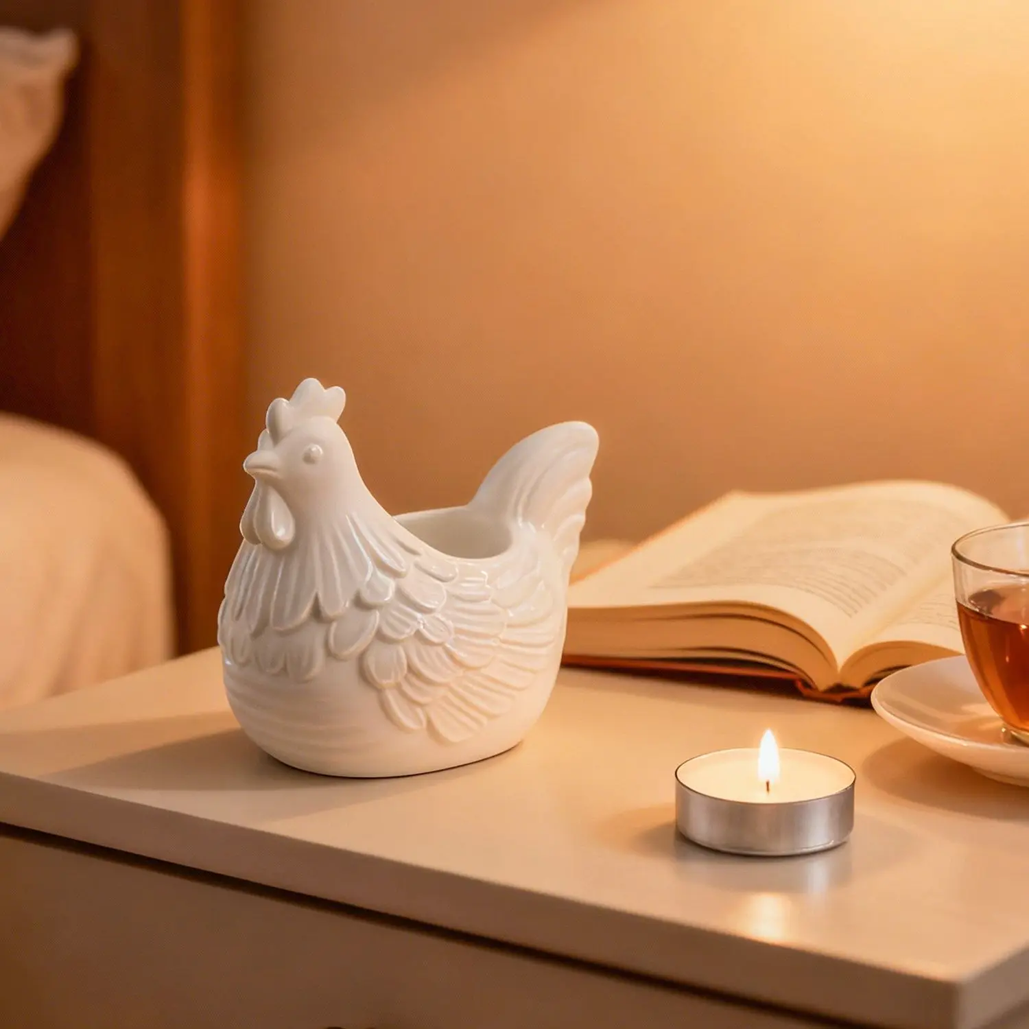 DIY 3D Little Chicken Candle Holder Epoxy Resin Mold, Plaster Hen Decoration, Candle Holder Silicone Mold, Desktop Storage
