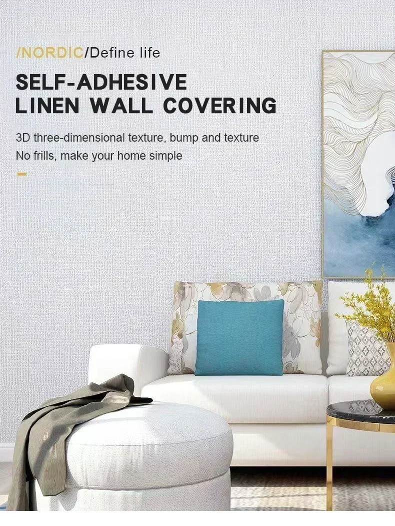 Self-Adhesive 3D Linen Foam Wall Sticker PVC Moisture-proof Wallpaper for Living Room Bedroom Bathroom Dormitory Home Decoration