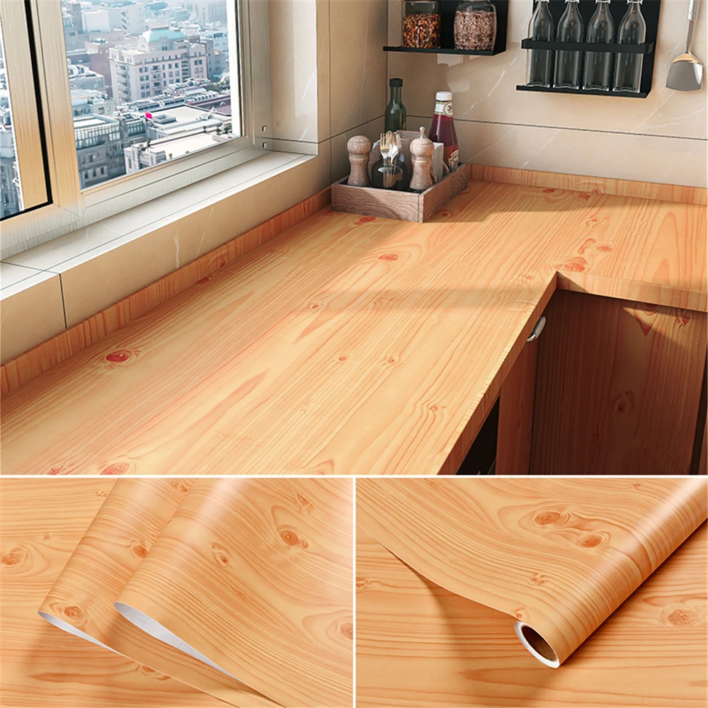 Wood Grain PVC Wallpapers Self Adhesive Stickers 2/3/5M Waterproof Home Decor Film for Door Wardrobe Cupboard Table Furniture