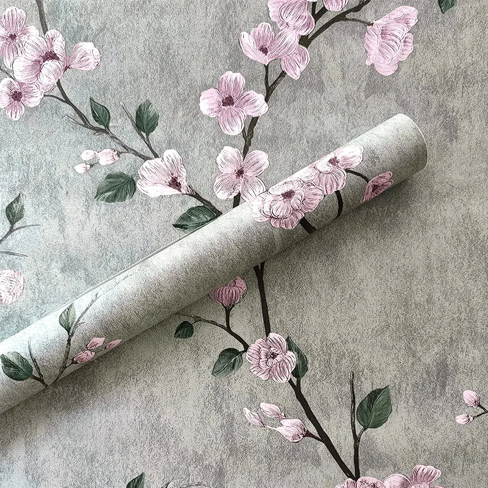 Floral Grey Peel and Stick Wallpaper Flower Self Adhesive Roll Waterproof Removable Contact Paper Furniture Table Renovate Decor