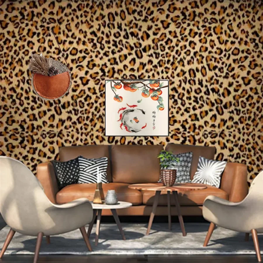 Leopard Print Self-adhesive Wallpaper Home Decoration Stickers Restaurant Living Room Bedroom TV Background Wall PVC Wallpaper