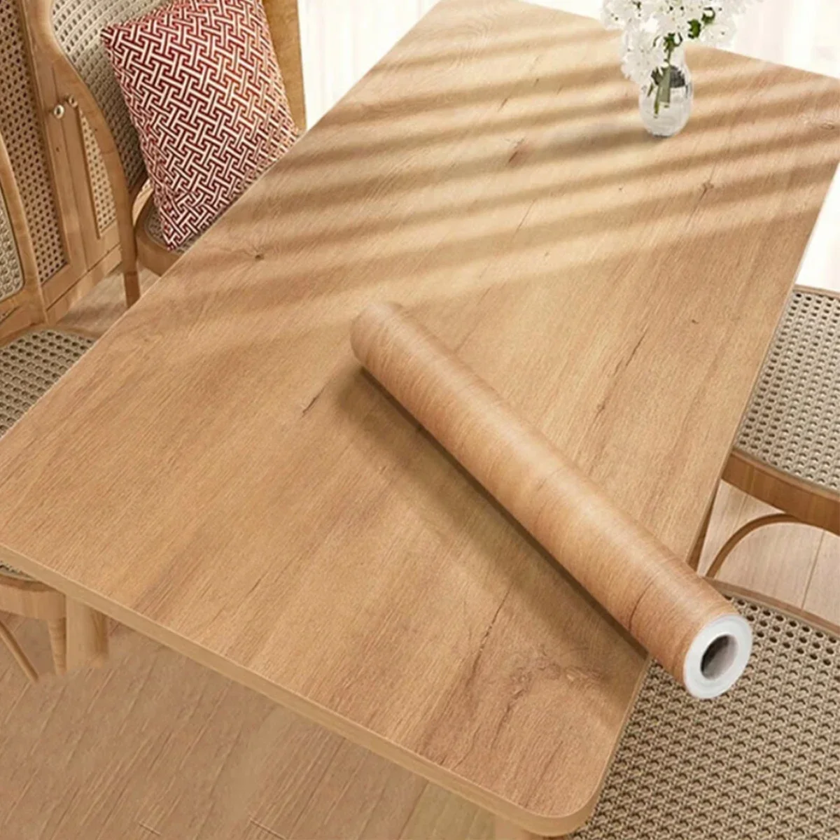 Wood Grain Self Adhesive Wallpaper Waterproof PVC Peel And Stick Wall Sticker Furniture Cabinet Table Door Renovation Home Decor