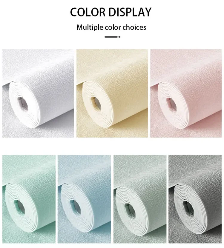 10m 3D Thicken Self-Adhesive Wallpaper Linen Plain Diatom Mud Wall Stickers Color Decor Renovation Anti-Collision Home Decor