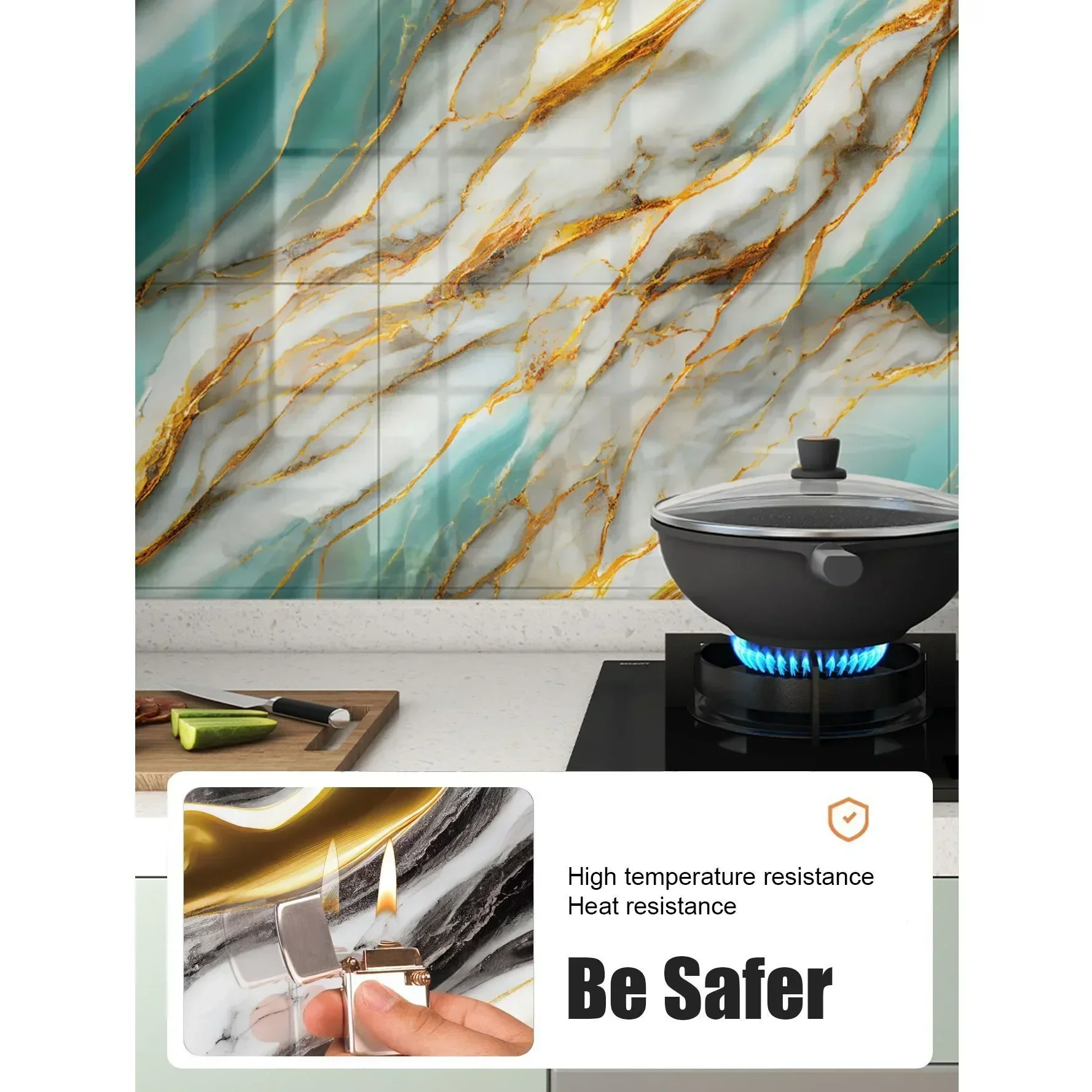 10-50PCS Imitation Marble 3D Ceramic Tile Wall Renovation Decoration Sticker Waterproof Self-adhesive Homeelf-adhesive Wallpaper