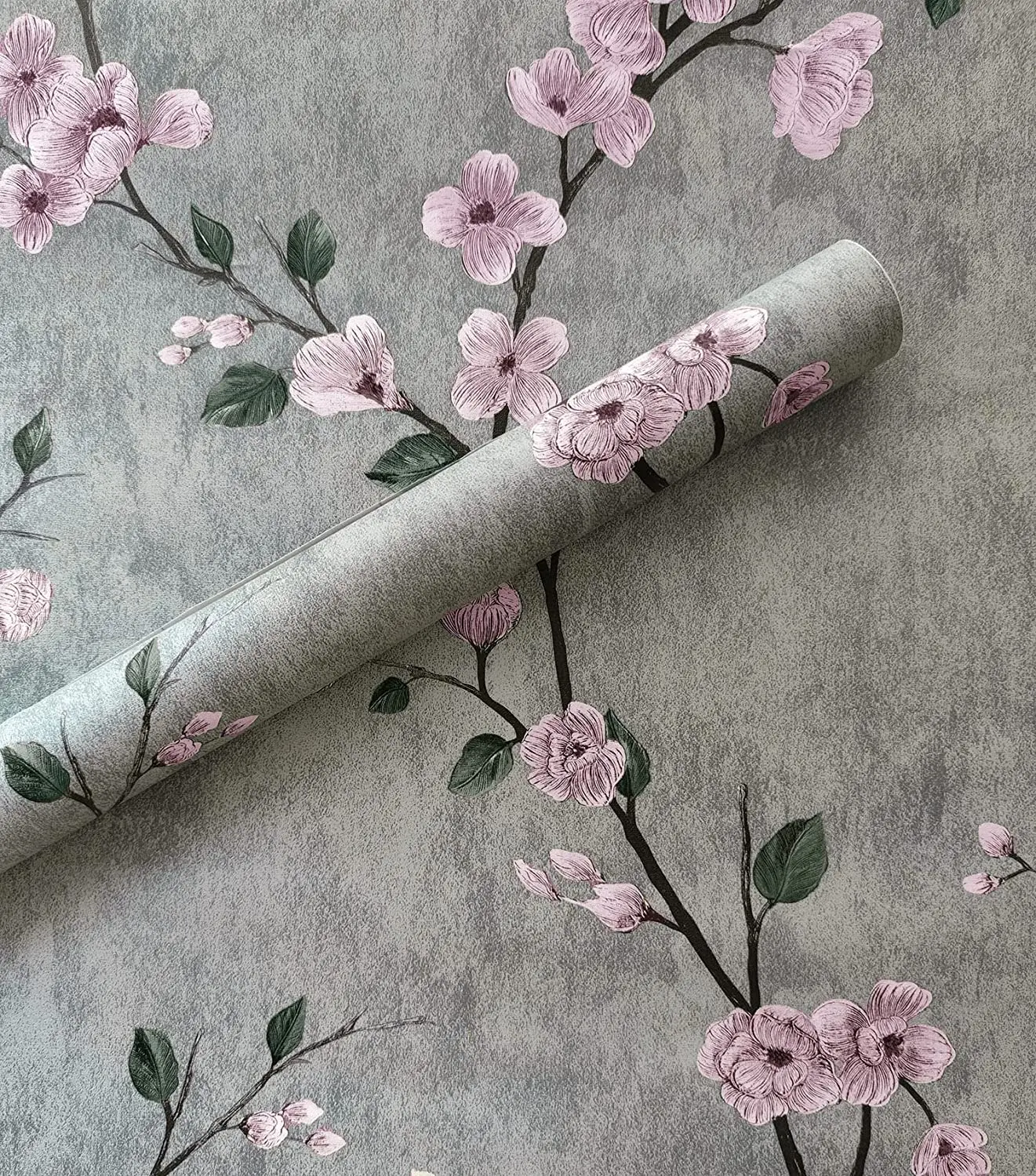 1/3/5/10m Floral Grey Peel and Stick Wallpaper Flower Self Adhesive Waterproof Removable Contact Paper Furniture Table Decor