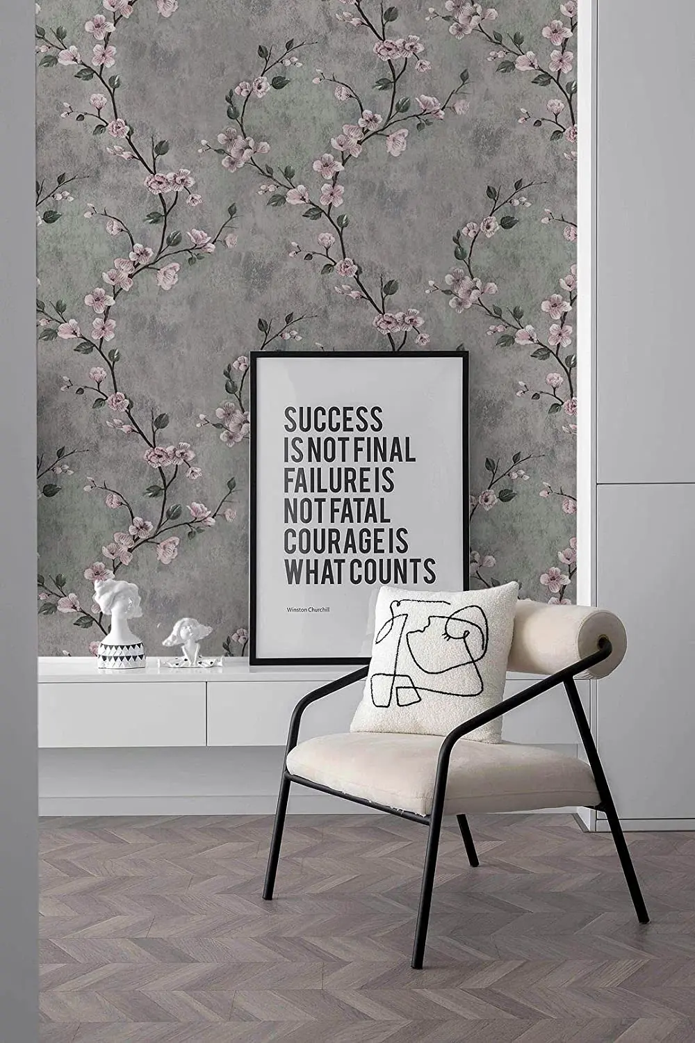 1/3/5/10m Floral Grey Peel and Stick Wallpaper Flower Self Adhesive Waterproof Removable Contact Paper Furniture Table Decor