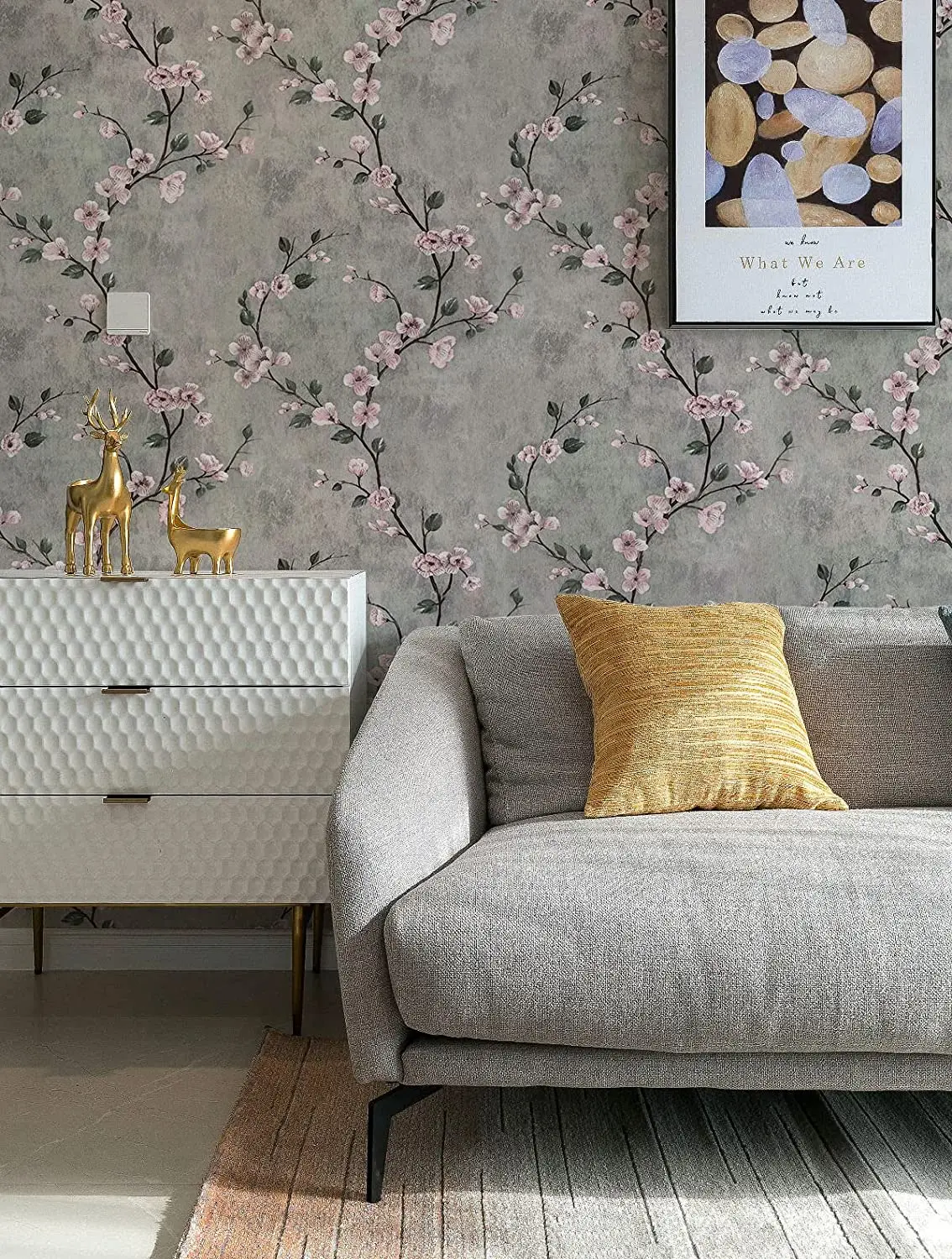 1/3/5/10m Floral Grey Peel and Stick Wallpaper Flower Self Adhesive Waterproof Removable Contact Paper Furniture Table Decor