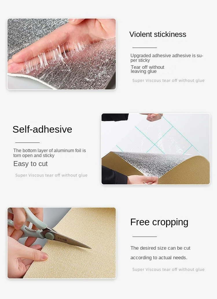 50cmX2.8M/10M 3D Self-Adhesive Insulation Wallpaper Waterproof Moisture-Proof Soundproof Panel Ceiling TV Background Decoration
