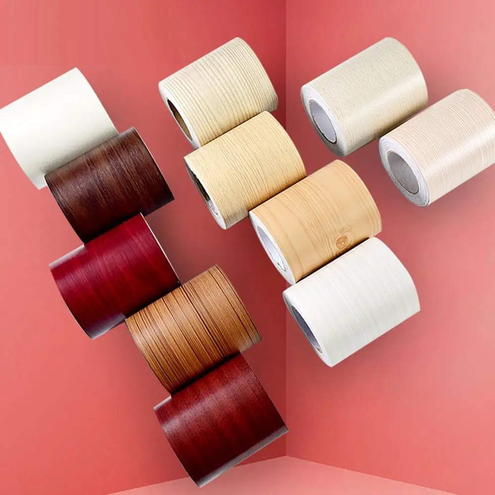 Self-adhesive PVC Wallpaper Waterproof Wood Living Room Skirting Line Vinyl Decals Baseboard Wall Border Corner Stickers