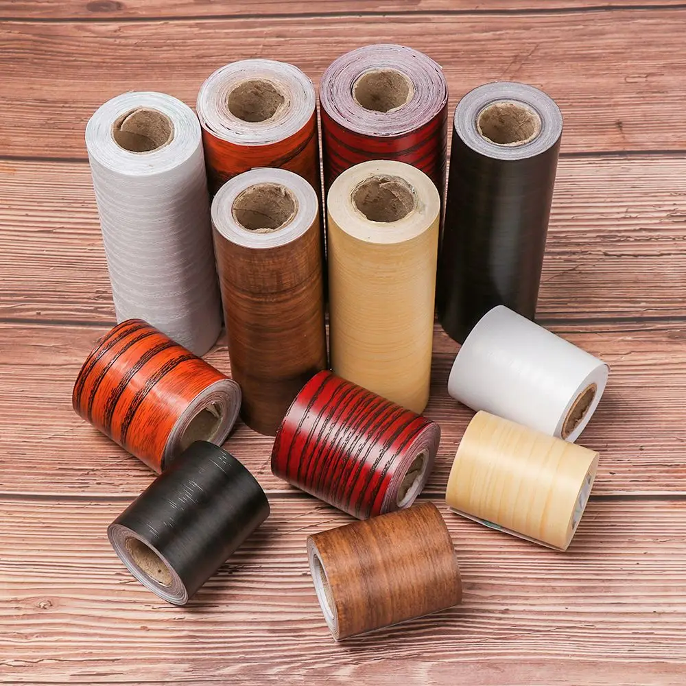 Self-adhesive PVC Wallpaper Waterproof Wood Living Room Skirting Line Vinyl Decals Baseboard Wall Border Corner Stickers