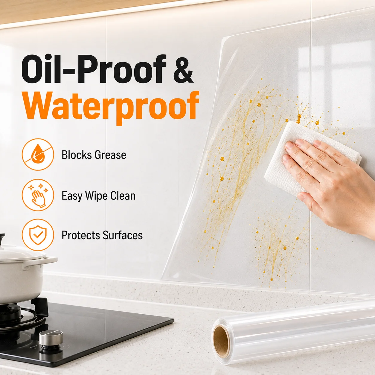 45Cm Transparent Waterproof And Oil-Proof Static Wallpaper Kitchen Stove Anti-Fouling Sticker High Temperature Resistant