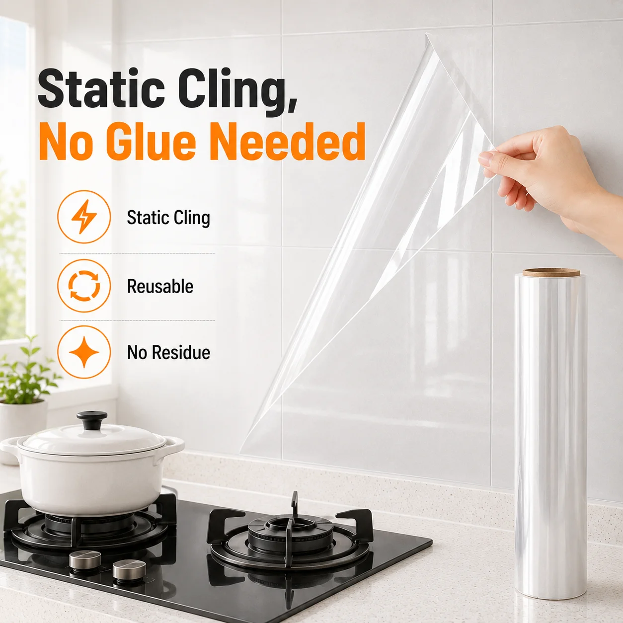 45Cm Transparent Waterproof And Oil-Proof Static Wallpaper Kitchen Stove Anti-Fouling Sticker High Temperature Resistant
