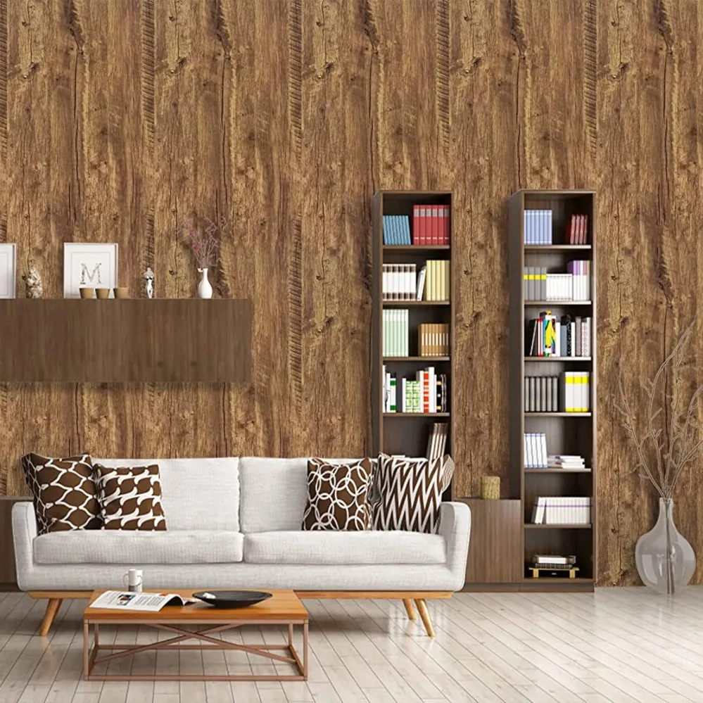 55cm Wide Self Adhesive PVC Wallpaper Wood Grain Vinyl Wall Sticker Waterproof Kitchen Cabinet Door Furniture Home Decor