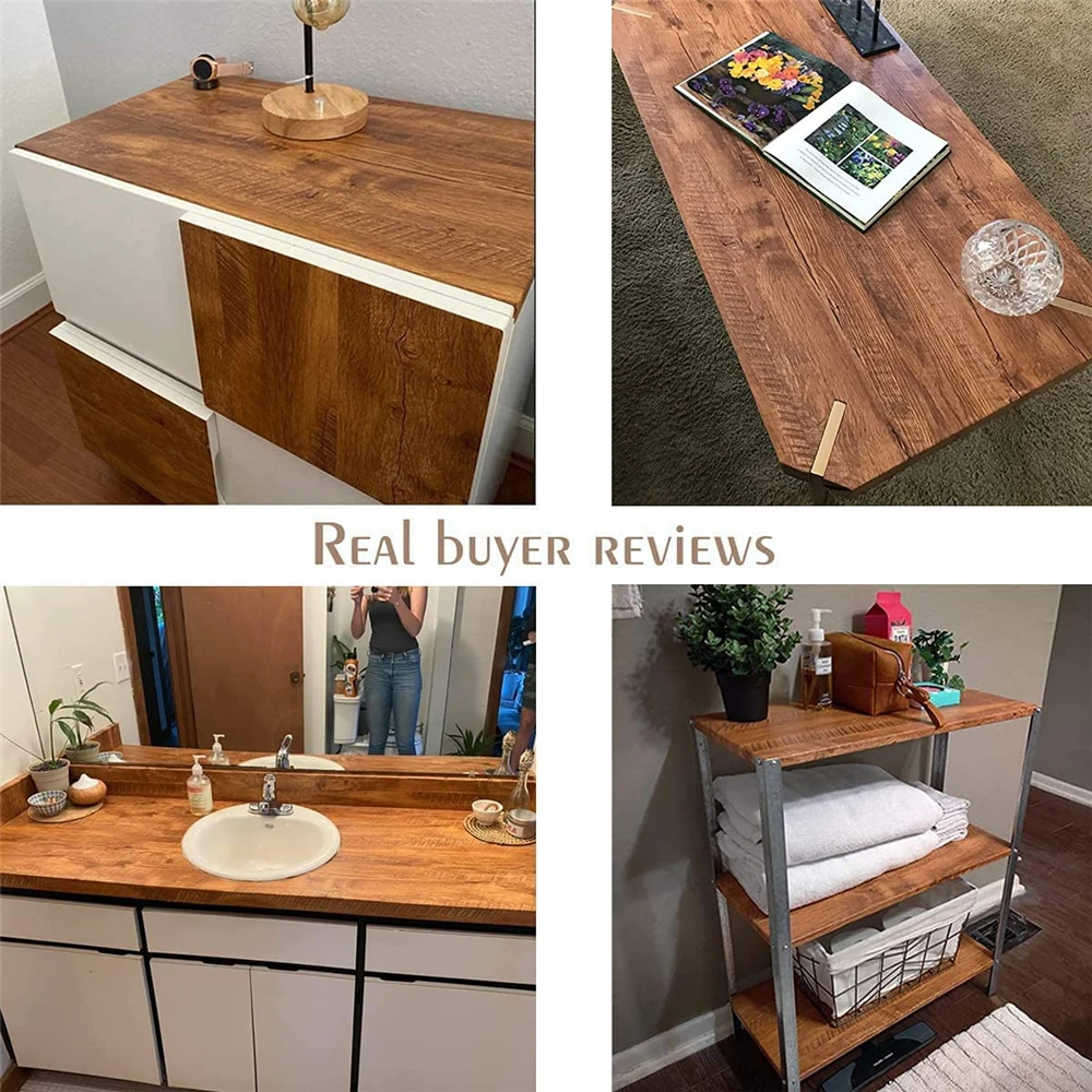 55cm Wide Self Adhesive PVC Wallpaper Wood Grain Vinyl Wall Sticker Waterproof Kitchen Cabinet Door Furniture Home Decor