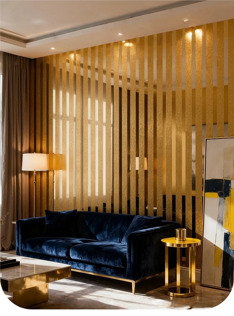 Luxury Peel and Stick Wall Panel Self Adhesive Gold Striped Wallpaper for Living Room Bedroom Accent Wall Home Decor Renovation