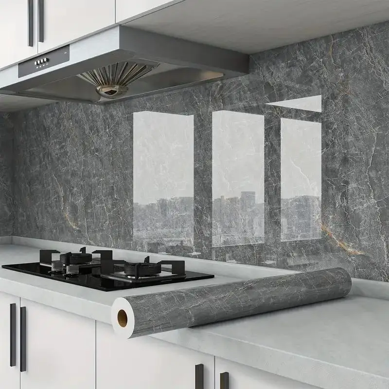 Marble Pattern Wallpaper, Self Adhesive Wall Sticker, Waterproof & Oil-proof Wall Decal, Wall Decor for Home Kitchen Living Room