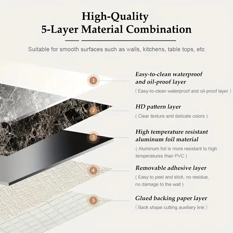 Marble Pattern Wallpaper, Self Adhesive Wall Sticker, Waterproof & Oil-proof Wall Decal, Wall Decor for Home Kitchen Living Room
