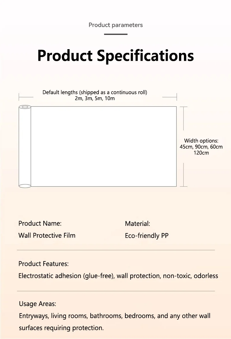 Household Clear Wall Protector Anti-dirt Electrostatic Sticker Waterproof Decorative Film for Indoor Wall Decoration