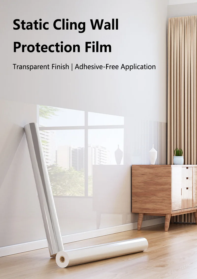 Household Clear Wall Protector Anti-dirt Electrostatic Sticker Waterproof Decorative Film for Indoor Wall Decoration