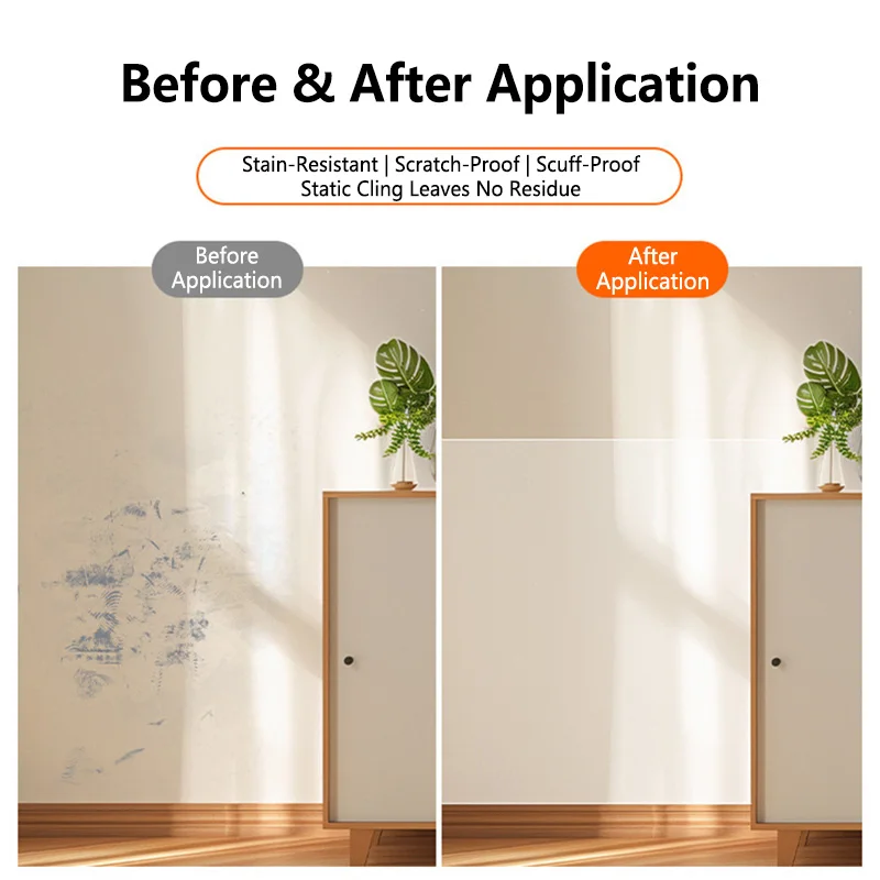 Household Clear Wall Protector Anti-dirt Electrostatic Sticker Waterproof Decorative Film for Indoor Wall Decoration