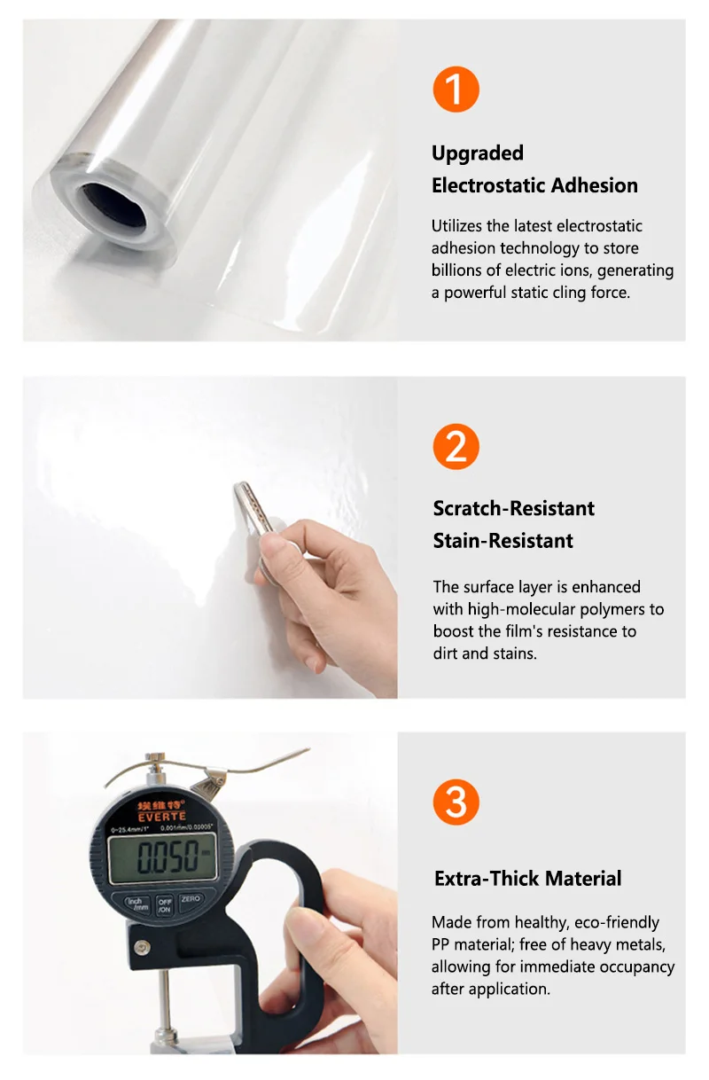 Household Clear Wall Protector Anti-dirt Electrostatic Sticker Waterproof Decorative Film for Indoor Wall Decoration