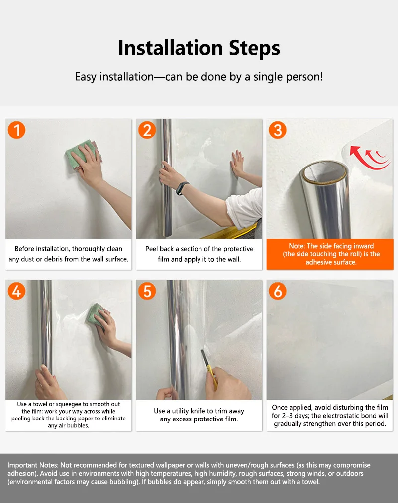 Household Clear Wall Protector Anti-dirt Electrostatic Sticker Waterproof Decorative Film for Indoor Wall Decoration