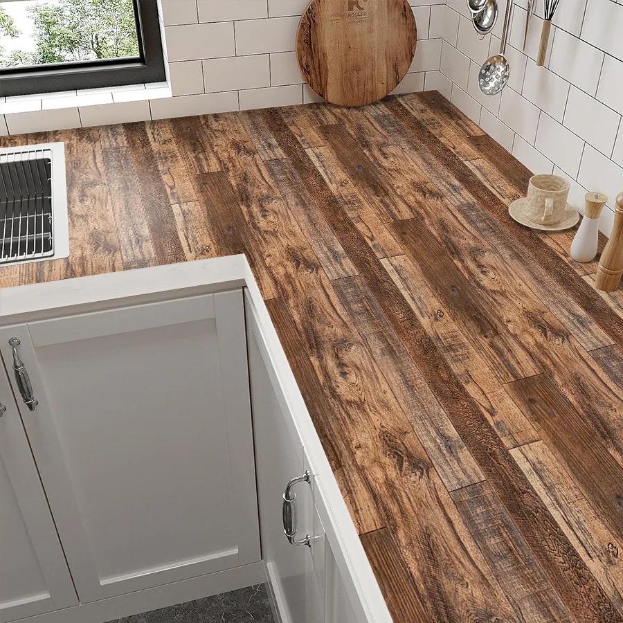 Retro Wood Grain Self-adhesive Wallpaper Background Wall and Door Stickers Furniture Color Change Moisture-proof PVC Wallpaper