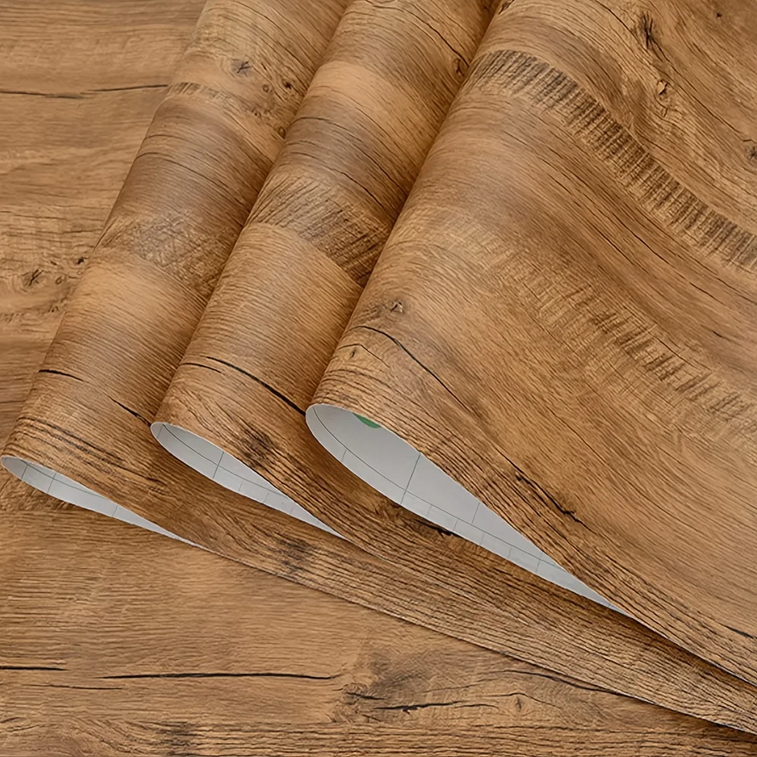 40CM Roll Material Wood Grain Self-adhesive Wallpaper Floor Sticker Background Wall Decoration Bedroom Kitchen Waterproof