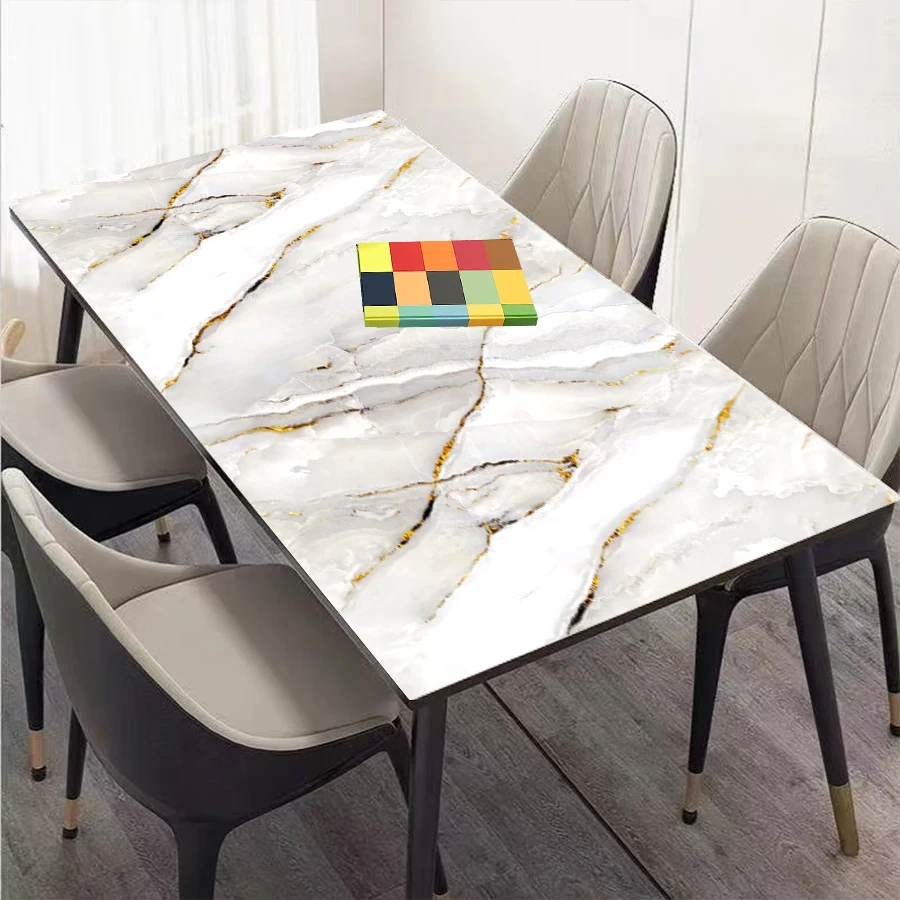 Marble Pattern Self-adhesive Wallpaper for Home Decoration Dining Room Kitchen Living Room Background Wall Oil Resistant Sticker