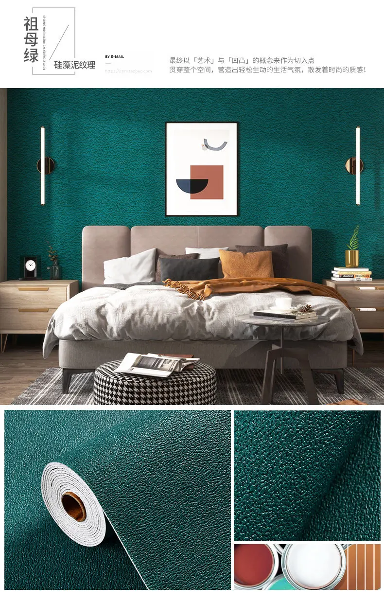 Self Adhesive 3D Panel Linen Wallpaper Foam Soundproof Waterproof 3D Diatom Mud Wall Sticker Modern Simple Bedroom Wallpaper