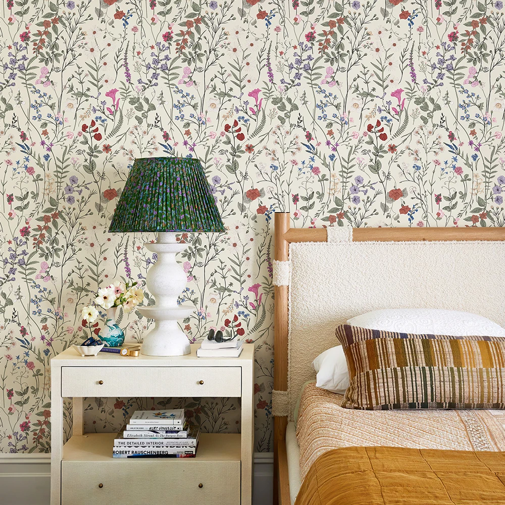 Light Yellow Floral PVC Wallpaper Peel And Stick PVC Durniture Cabinet Sticker Kitchen Bathroom Waterproof Vinyl Wall Decor
