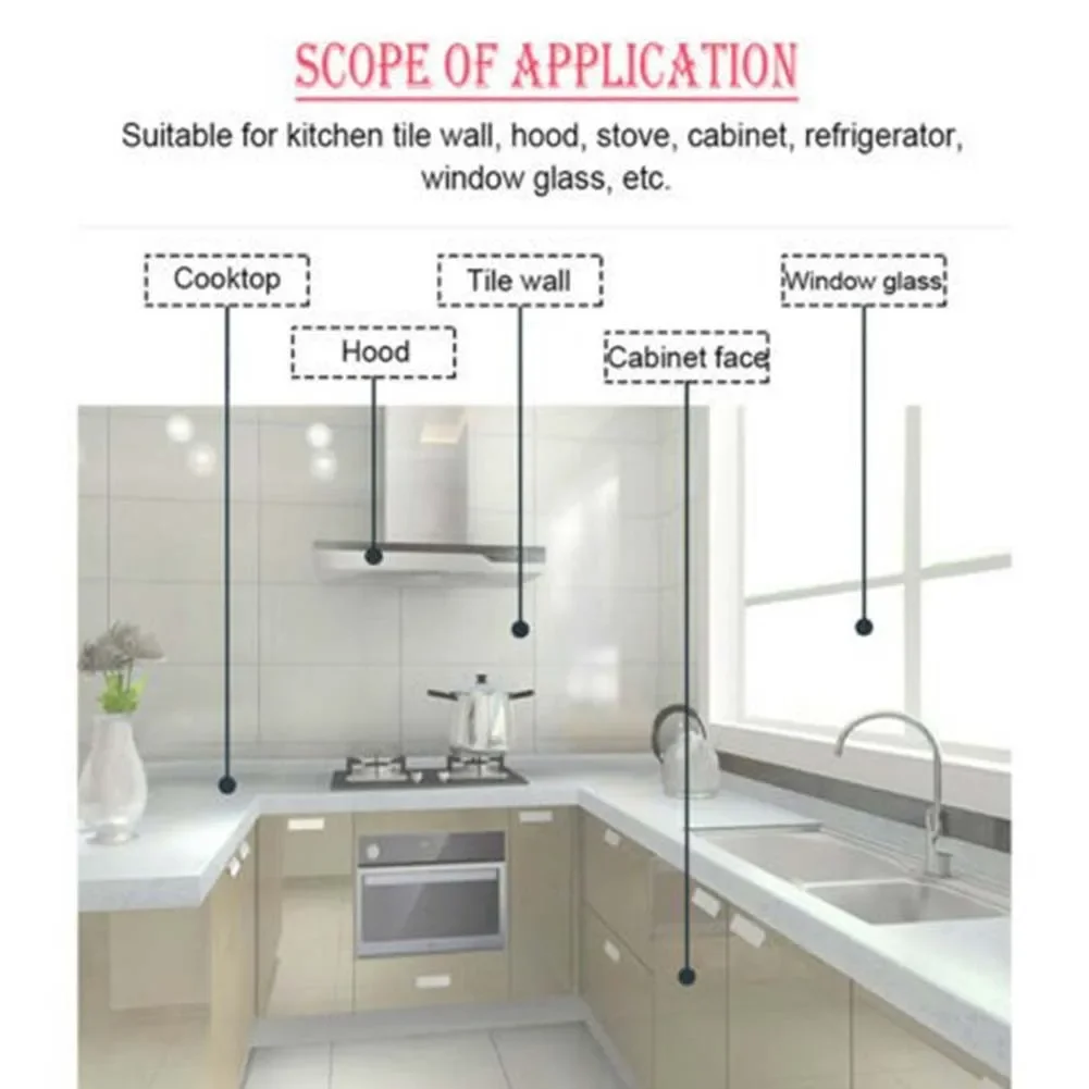 60x300cm Transparent Kitchen Oil-proof Wall Sticker Heat-resistant Self-Adhesive Film Covering Removable Protective Film Shelf