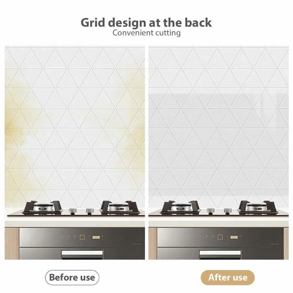 60x300cm Transparent Kitchen Oil-proof Wall Sticker Heat-resistant Self-Adhesive Film Covering Removable Protective Film Shelf