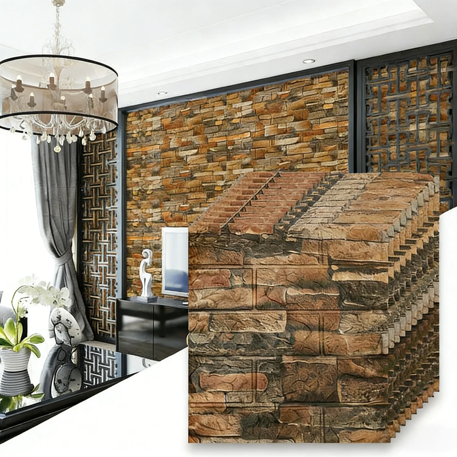 10pc 3D Self Adhesive Soft Foam Brick Pattern Wallpaper Stain-resistant Wall Stickers White/Black Waterproof Stickers Room Decor