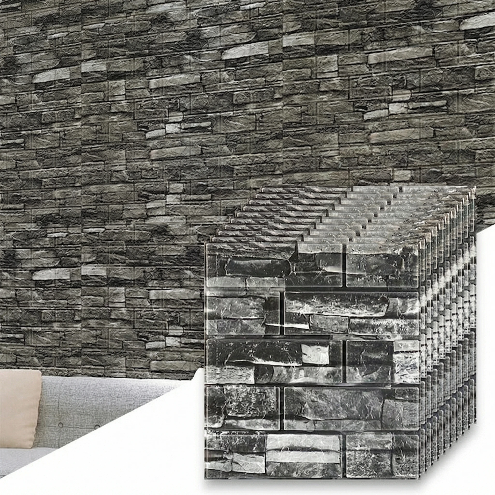10pc 3D Self Adhesive Soft Foam Brick Pattern Wallpaper Stain-resistant Wall Stickers White/Black Waterproof Stickers Room Decor