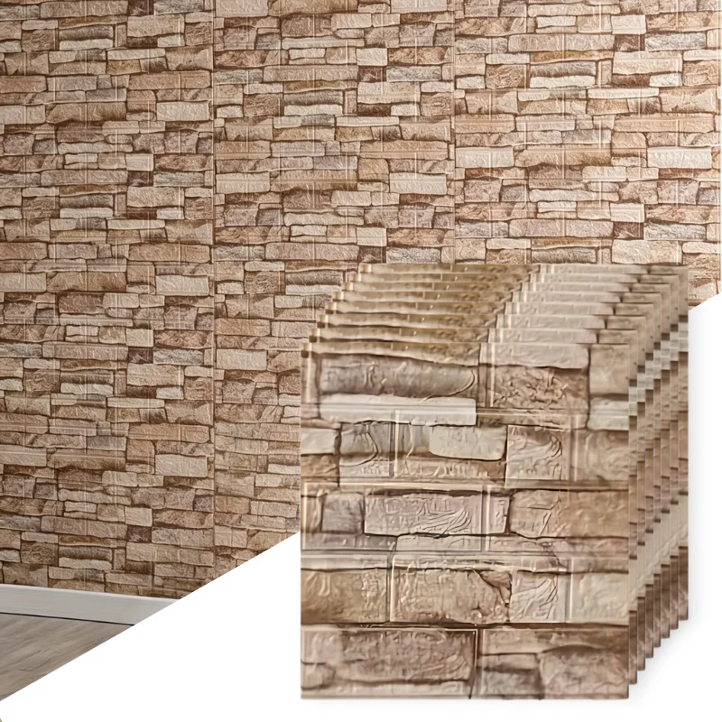 10pc 3D Self Adhesive Soft Foam Brick Pattern Wallpaper Stain-resistant Wall Stickers White/Black Waterproof Stickers Room Decor