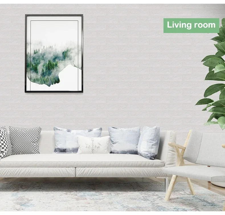 10pc 3D Self Adhesive Soft Foam Brick Pattern Wallpaper Stain-resistant Wall Stickers White/Black Waterproof Stickers Room Decor