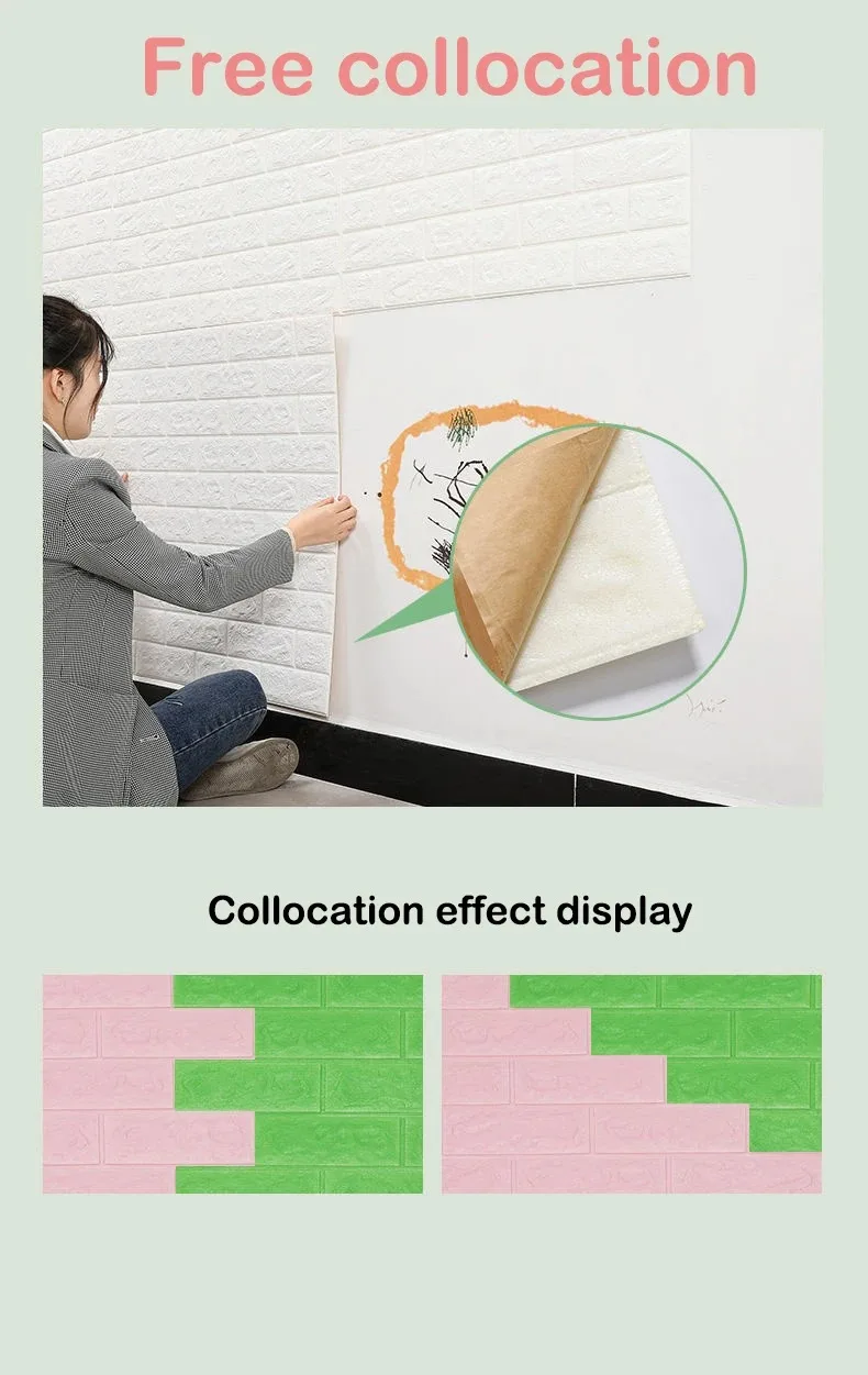 10pc 3D Self Adhesive Soft Foam Brick Pattern Wallpaper Stain-resistant Wall Stickers White/Black Waterproof Stickers Room Decor