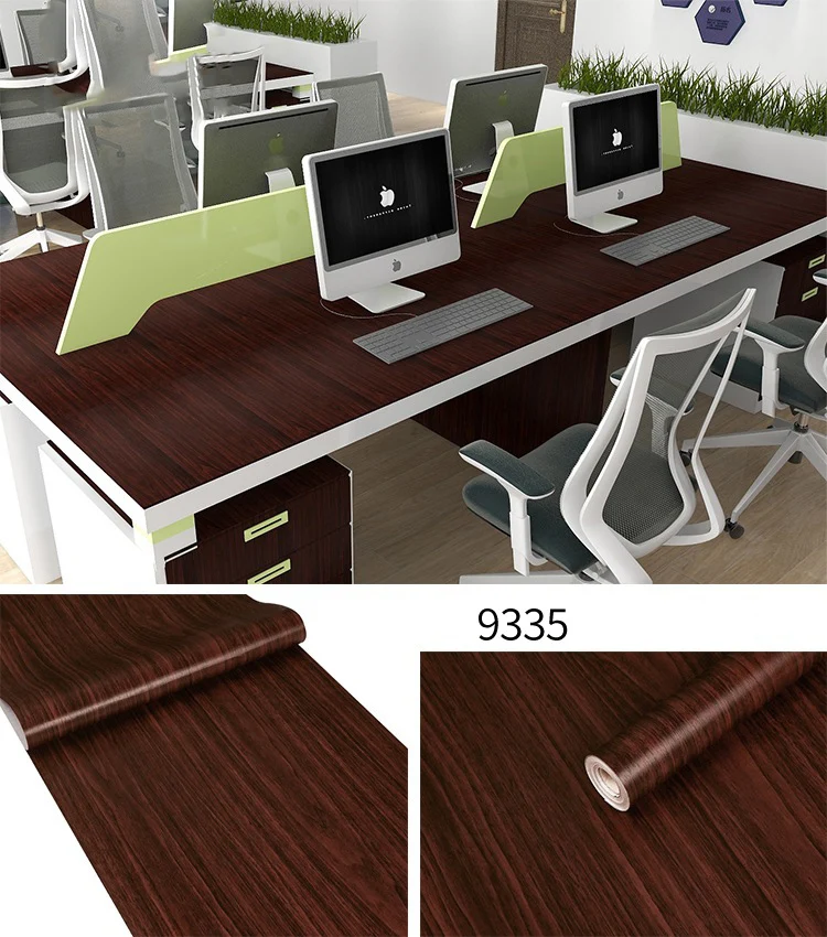 45CM PVC Wood Striped Self-Adhesive Wallpaper Background Wall Desk Cabinet Furniture Renovation Waterproof Sticker