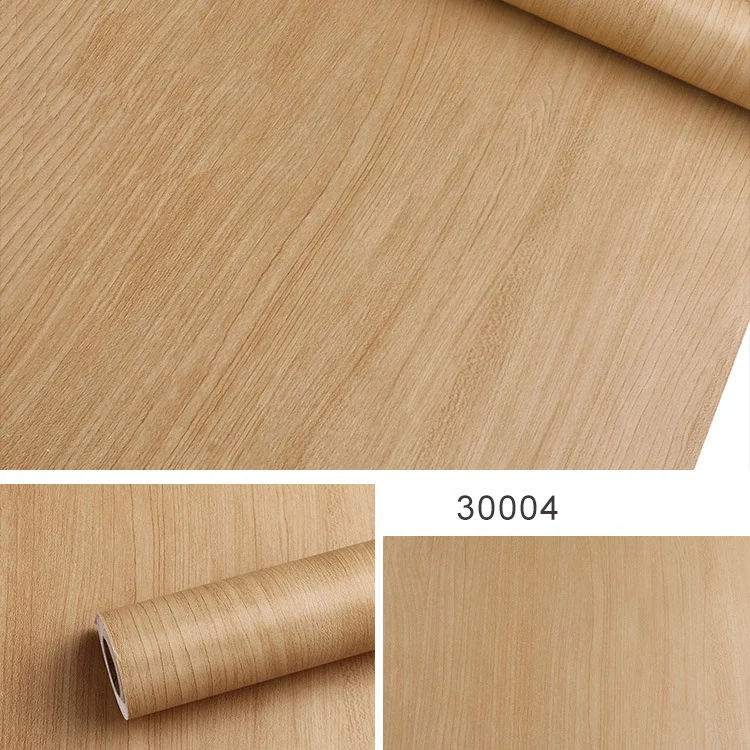 45CM PVC Wood Striped Self-Adhesive Wallpaper Background Wall Desk Cabinet Furniture Renovation Waterproof Sticker