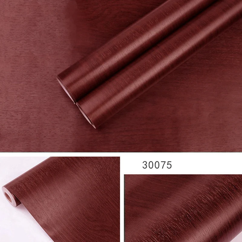 45CM PVC Wood Striped Self-Adhesive Wallpaper Background Wall Desk Cabinet Furniture Renovation Waterproof Sticker