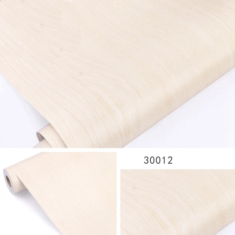 45CM PVC Wood Striped Self-Adhesive Wallpaper Background Wall Desk Cabinet Furniture Renovation Waterproof Sticker