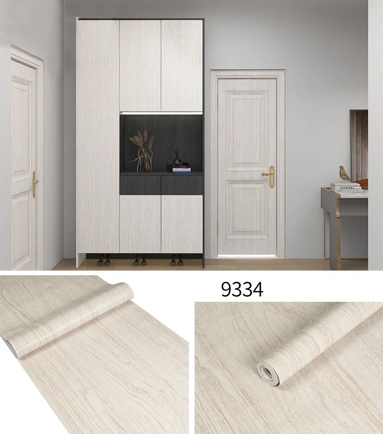 45CM PVC Wood Striped Self-Adhesive Wallpaper Background Wall Desk Cabinet Furniture Renovation Waterproof Sticker