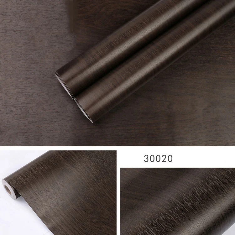 45CM PVC Wood Striped Self-Adhesive Wallpaper Background Wall Desk Cabinet Furniture Renovation Waterproof Sticker