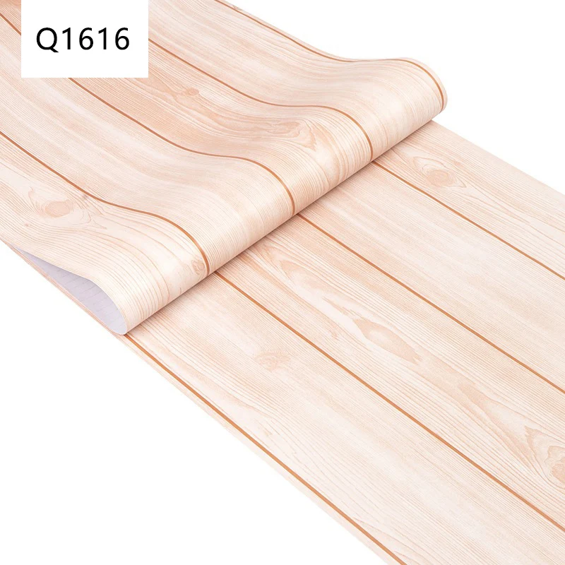 45CM PVC Wood Striped Self-Adhesive Wallpaper Background Wall Desk Cabinet Furniture Renovation Waterproof Sticker
